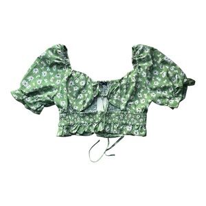 NWT Simplee Size Large Green and floral crop‎ shirt